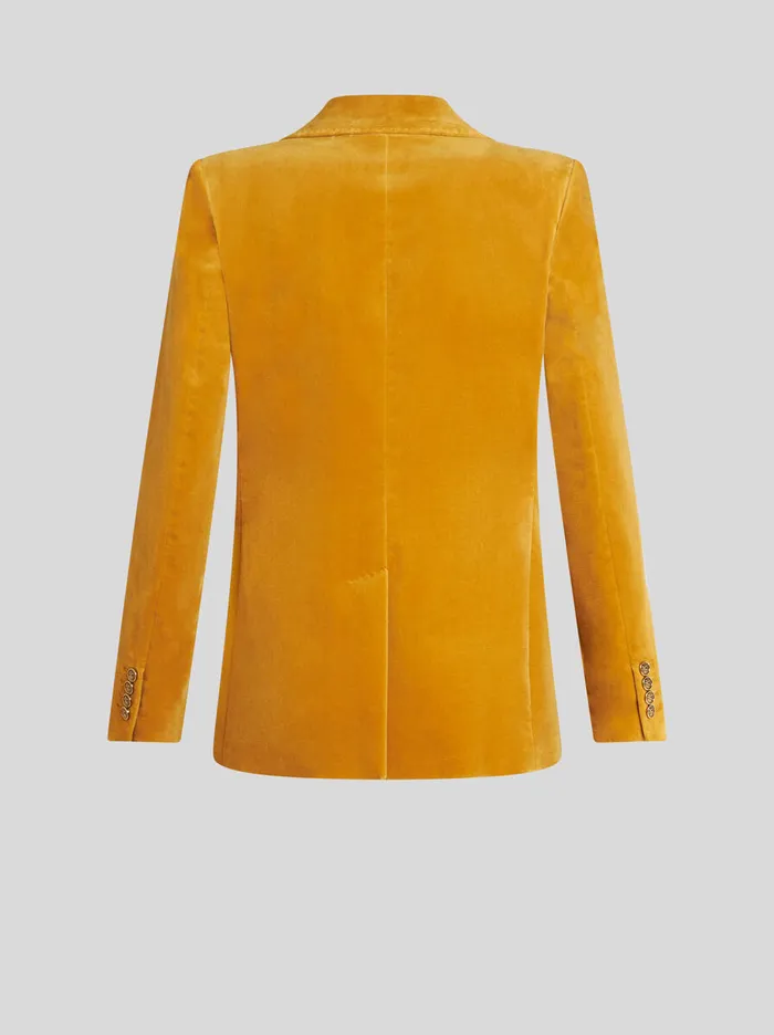 Women Etro Jackets DoubleBreasted Velvet Jacket Yellow Women Etro Jackets DoubleBreasted Velvet Jacket Yellow