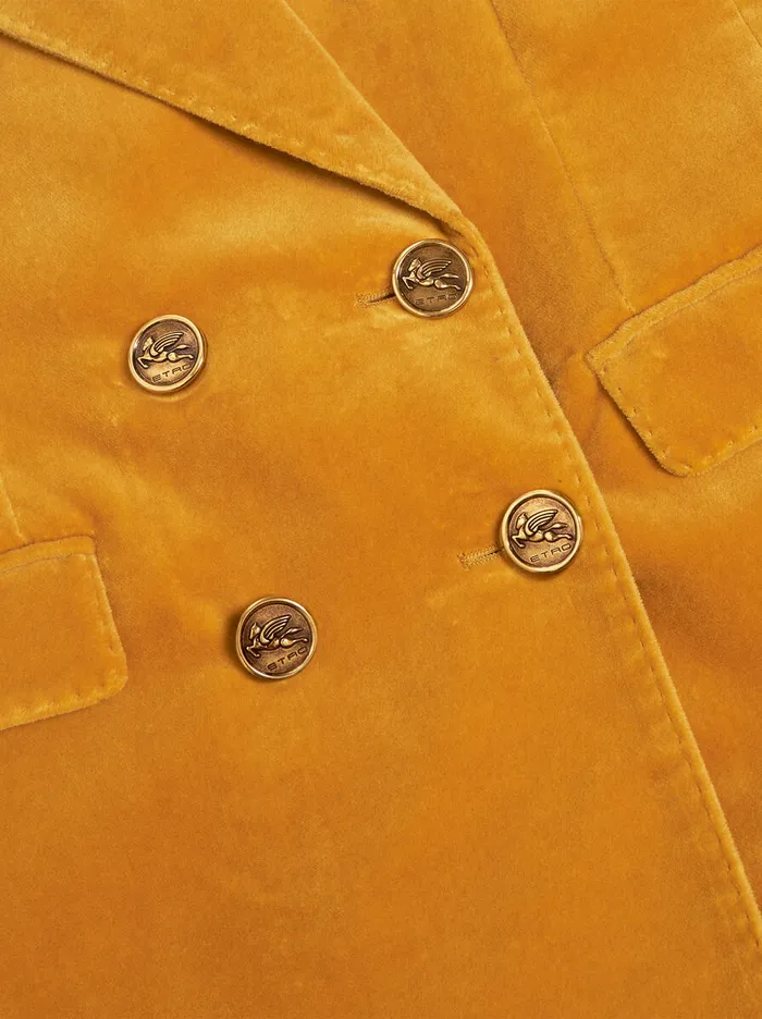 Women Etro Jackets DoubleBreasted Velvet Jacket Yellow Women Etro Jackets DoubleBreasted Velvet Jacket Yellow