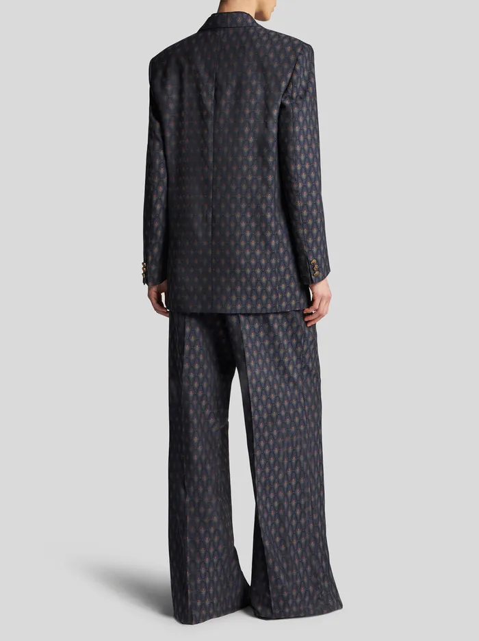 Women Etro Jackets DoubleBreasted Wool Jacquard Jacket Navy Blue Women Etro Jackets DoubleBreasted Wool Jacquard Jacket Navy Blue