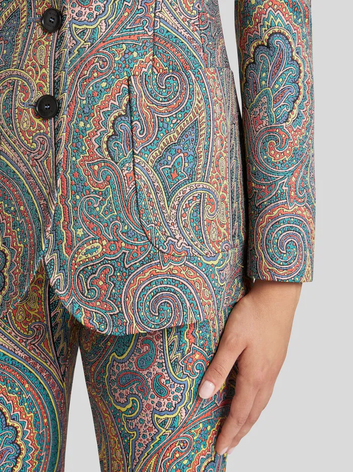 Women Etro Jackets SingleBreasted Paisley Jacket Light Blue Women Etro Jackets SingleBreasted Paisley Jacket Light Blue