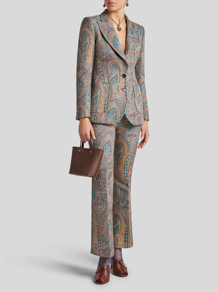 Women Etro Jackets SingleBreasted Paisley Jacket Light Blue Women Etro Jackets SingleBreasted Paisley Jacket Light Blue