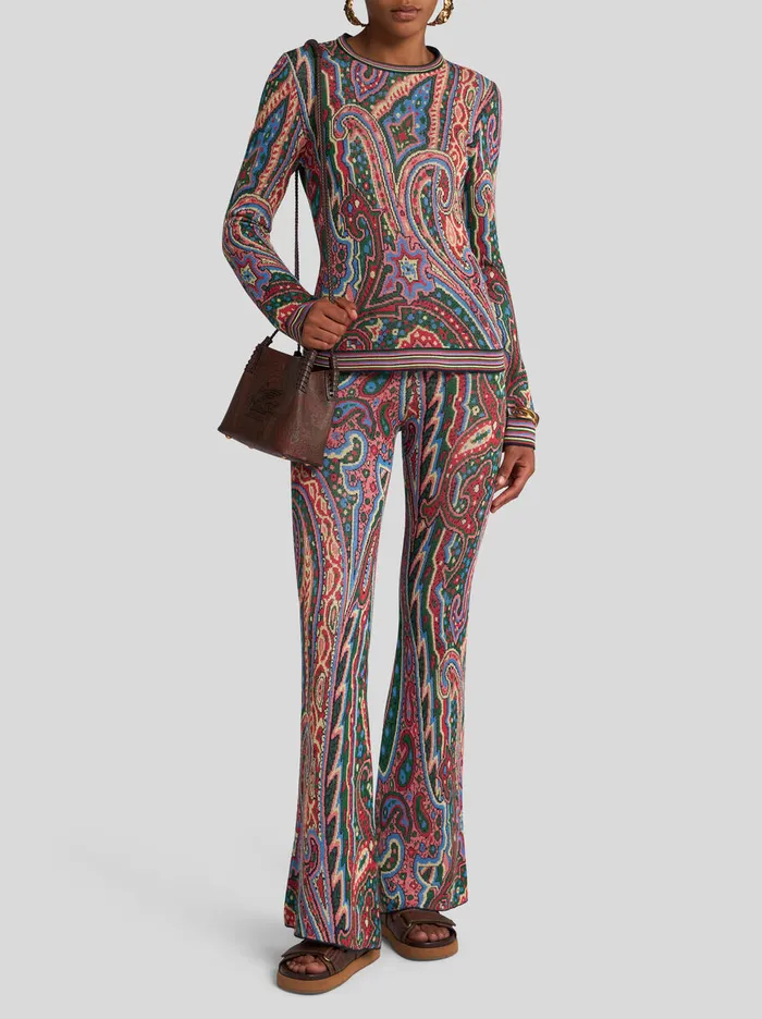 Women Etro Knitwear Multicoloured Paisley Jacquard Sweater Light Blue