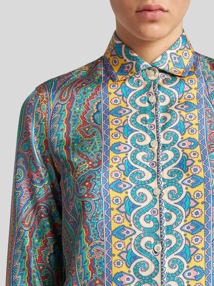 Women Etro Shirts And Blouses Multicoloured Paisley Shirt Green Women Etro Shirts And Blouses Multicoloured Paisley Shirt Green