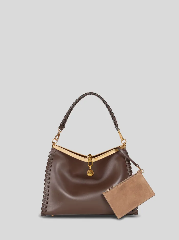 Women Etro Shoulder Bags Large Vela Bag With Thread Work Brown Women Etro Shoulder Bags Large Vela Bag With Thread Work Brown