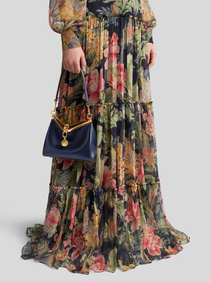 Women Etro Shoulder Bags Small Laminated Vela Bag Navy Blue Women Etro Shoulder Bags Small Laminated Vela Bag Navy Blue