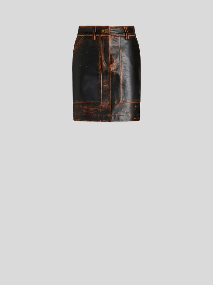 Women Etro Skirts Leather Mini Skirt Black