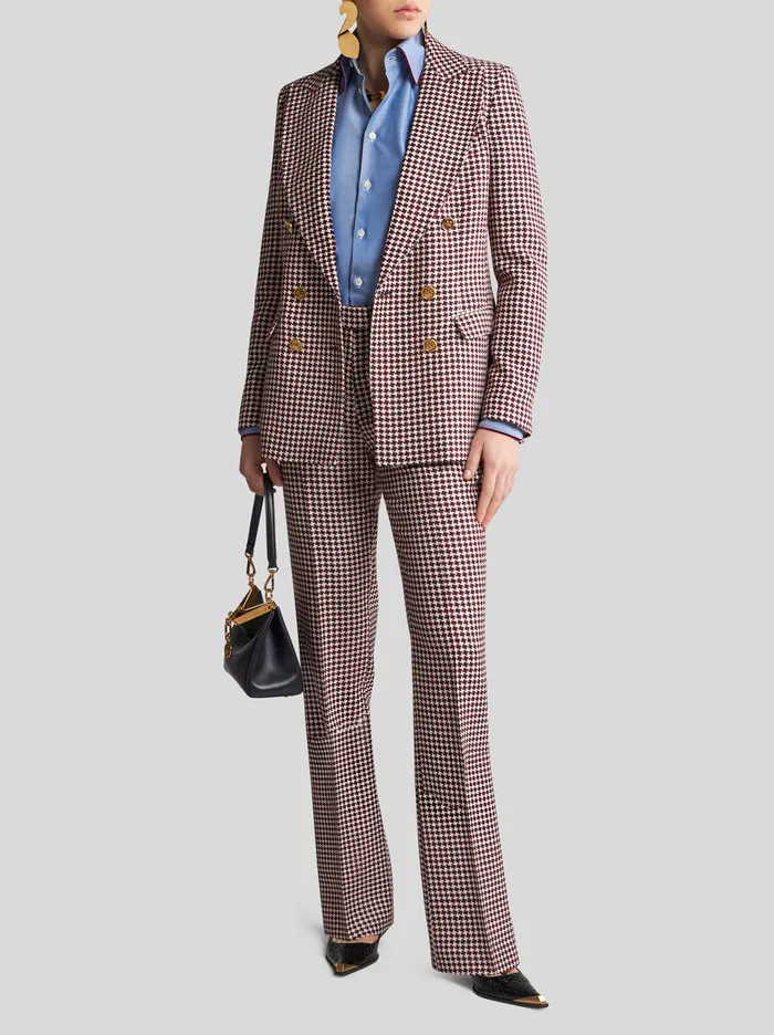 Women Etro Trousers Houndstooth Trousers White Women Etro Trousers Houndstooth Trousers White