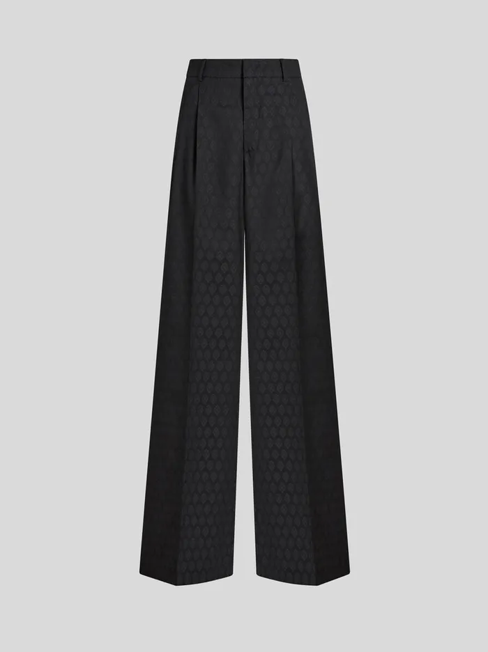 Women Etro Trousers Jacquard Trousers Black