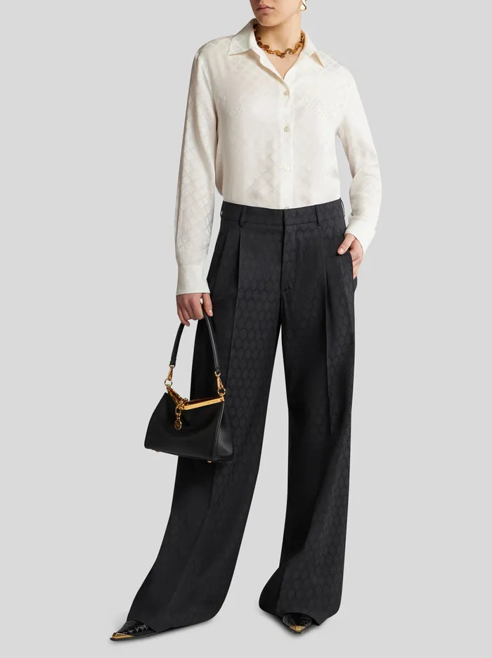 Women Etro Trousers Jacquard Trousers Black Women Etro Trousers Jacquard Trousers Black