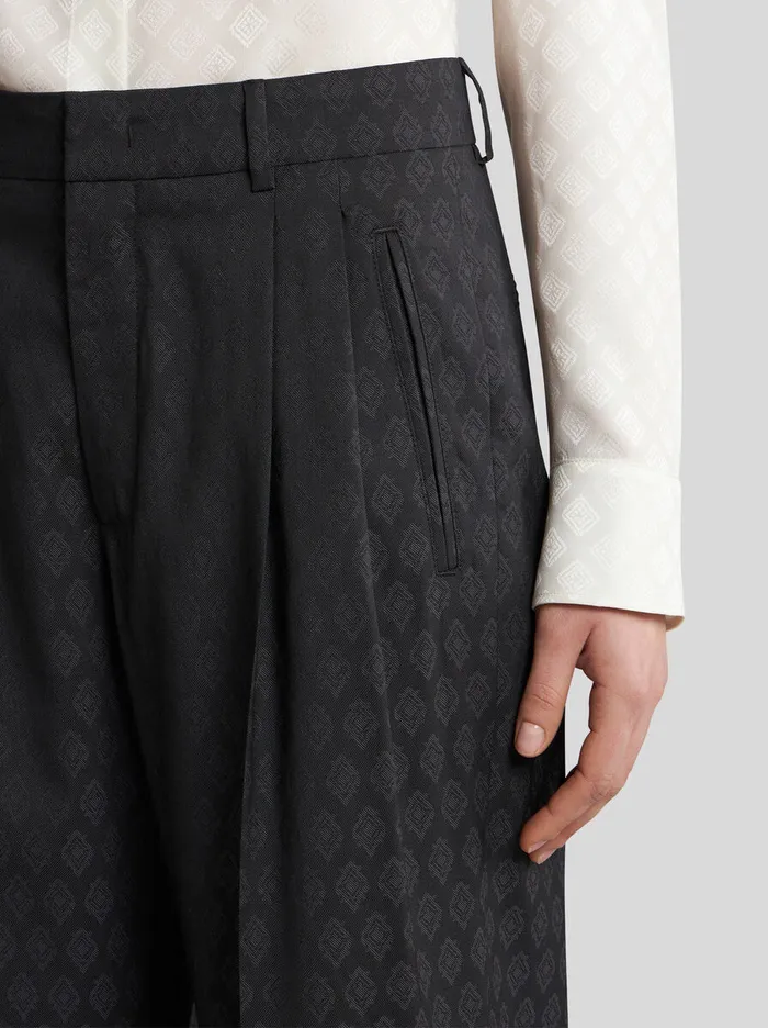 Women Etro Trousers Jacquard Trousers Black Women Etro Trousers Jacquard Trousers Black