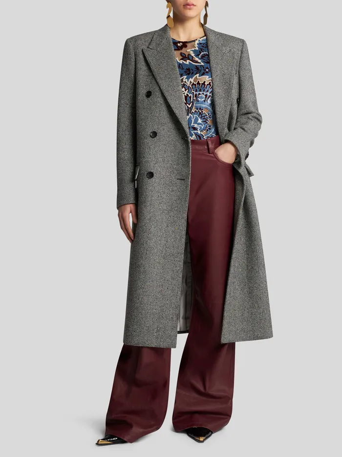 Women Etro Trousers Nappa Leather Baggy Trousers Burgundy Women Etro Trousers Nappa Leather Baggy Trousers Burgundy