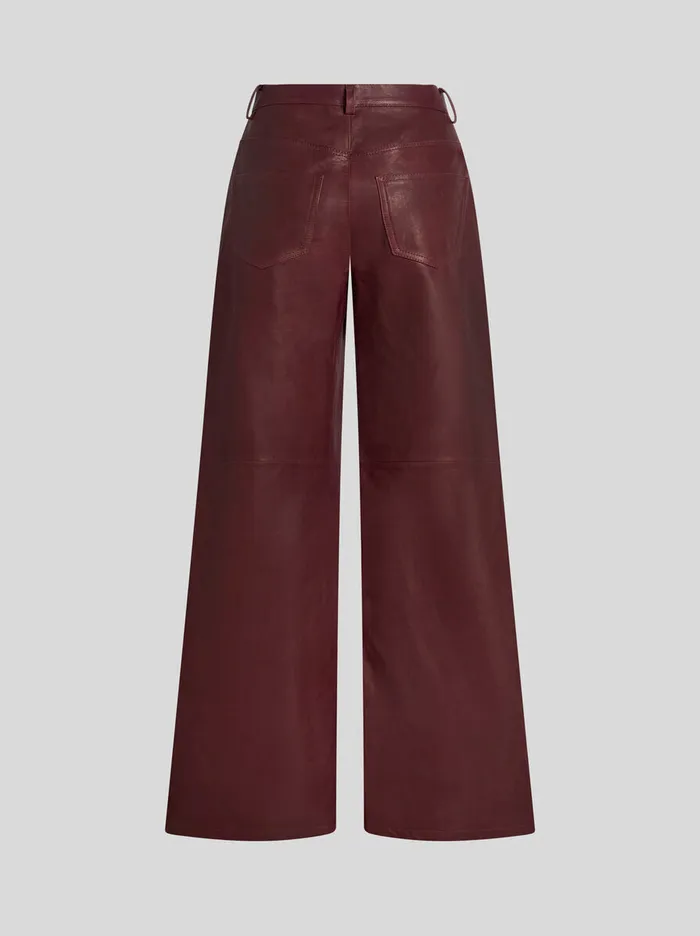 Women Etro Trousers Nappa Leather Baggy Trousers Burgundy Women Etro Trousers Nappa Leather Baggy Trousers Burgundy
