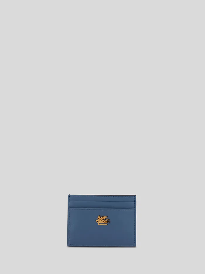 Women Etro Wallets And Credit Card Holder Leather Credit Card Holder With Pegaso Light Blue