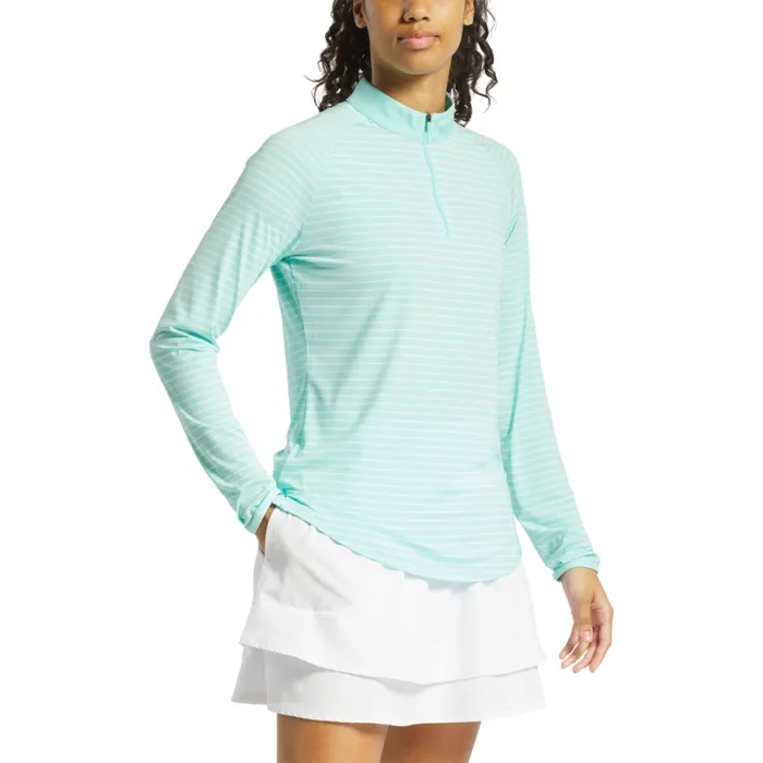 Women FootJoy Shirts QuarterZip Long Sleeve Sun Protection Aqua