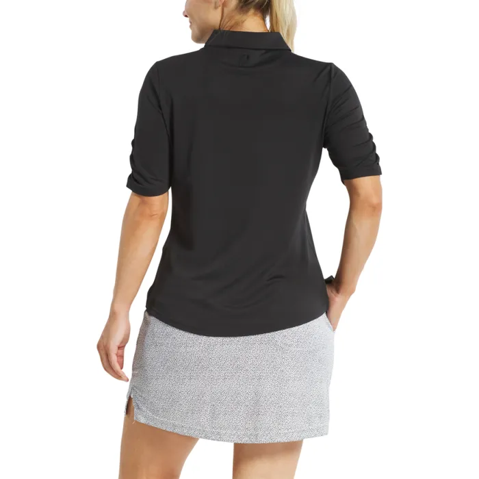 Women FootJoy Shirts Ruched Half Sleeve Black Women FootJoy Shirts Ruched Half Sleeve Black