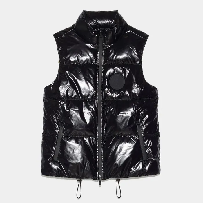 Women GFORE Black Quilted Polished Nylon Merino Wool Lined Puffer Golf Vest