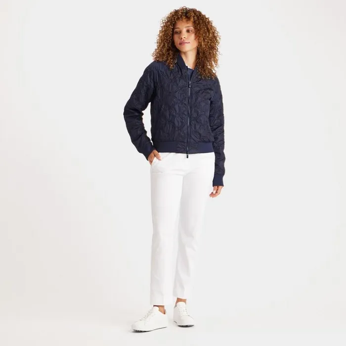 Women GFORE Blue Rib Collar Embossed Bomber Golf Jacket