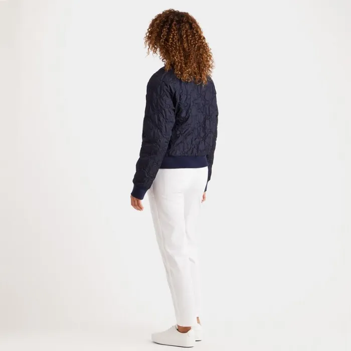 Women GFORE Blue Rib Collar Embossed Bomber Golf Jacket