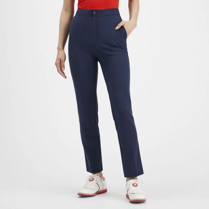 Women GFORE Navy Double Knit Cigarette Leg High Rise Stretch Trouser Golf Pants