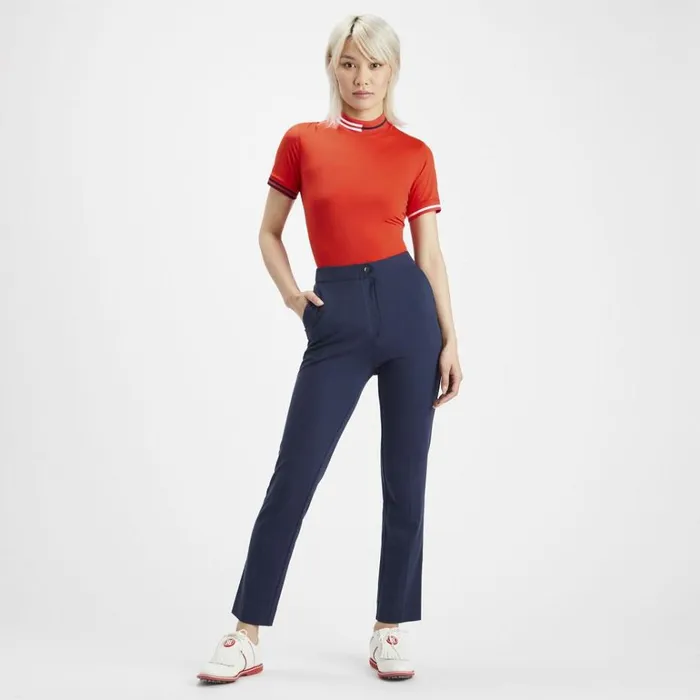 Women GFORE Navy Double Knit Cigarette Leg High Rise Stretch Trouser Golf Pants