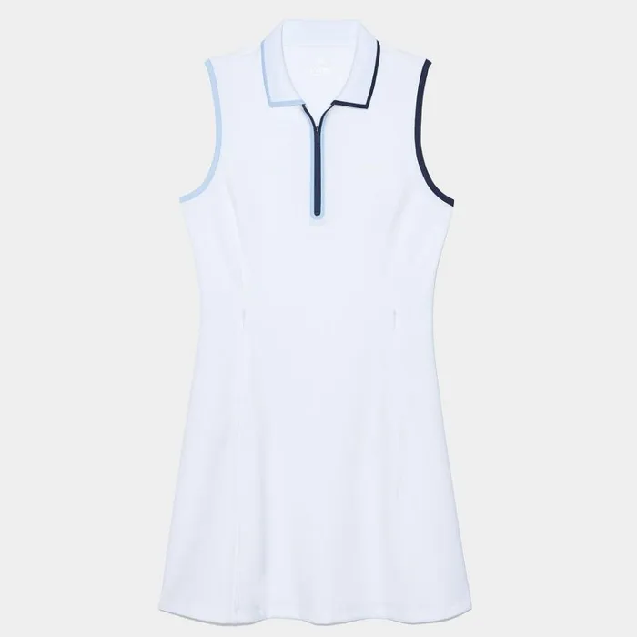 Women GFORE White Contrast Nylon Quarter Zip Dress Golf Skirts