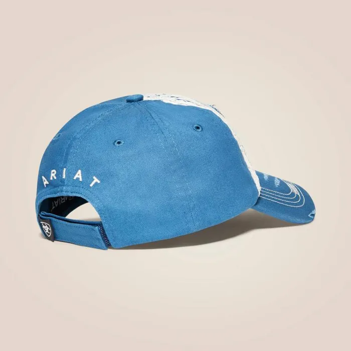 Women Hats and Caps Ariat Lace Logo Velcro Back Cap Blue