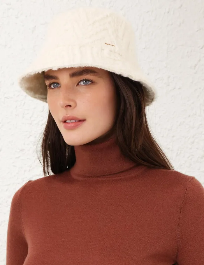 Women Hats Zimmermann Chevron Bucket Hat Cream