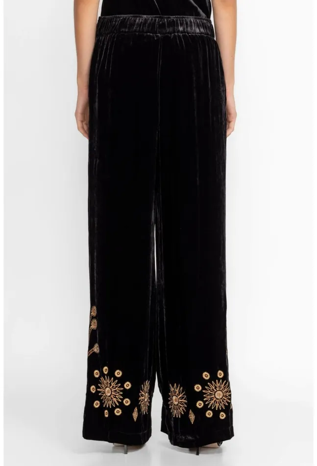Women Heidi Velvet Wide Leg Pant Black Johnny Was Bottoms