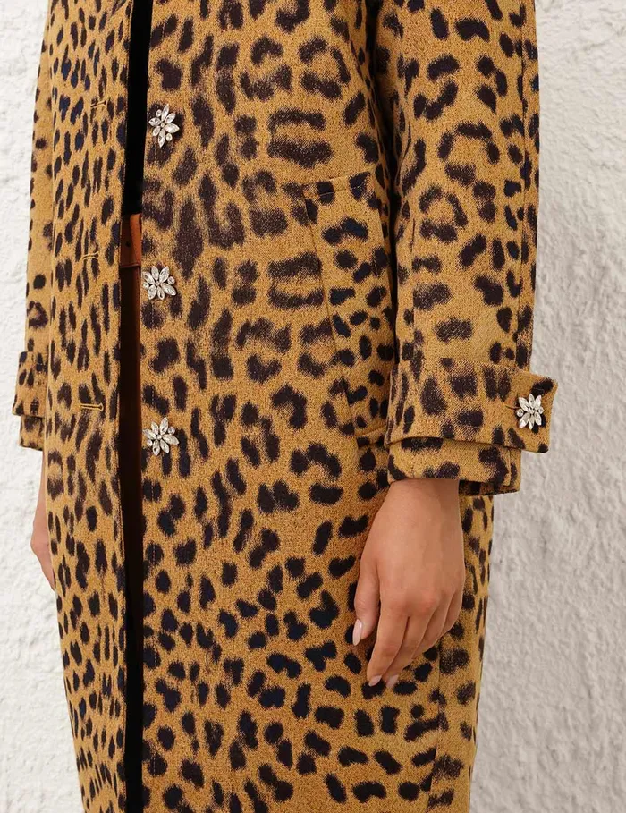 Women Jackets and Coats Zimmermann Crush Jacquard Barrel Coat Leopard