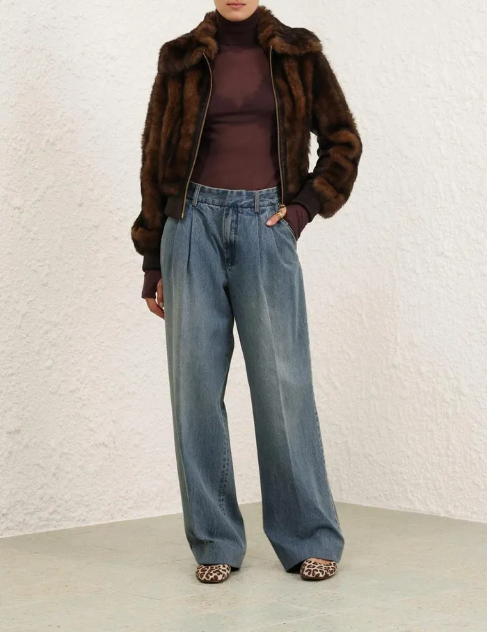 Women Jackets and Coats Zimmermann Illustration Shearling Jacket Chocolate