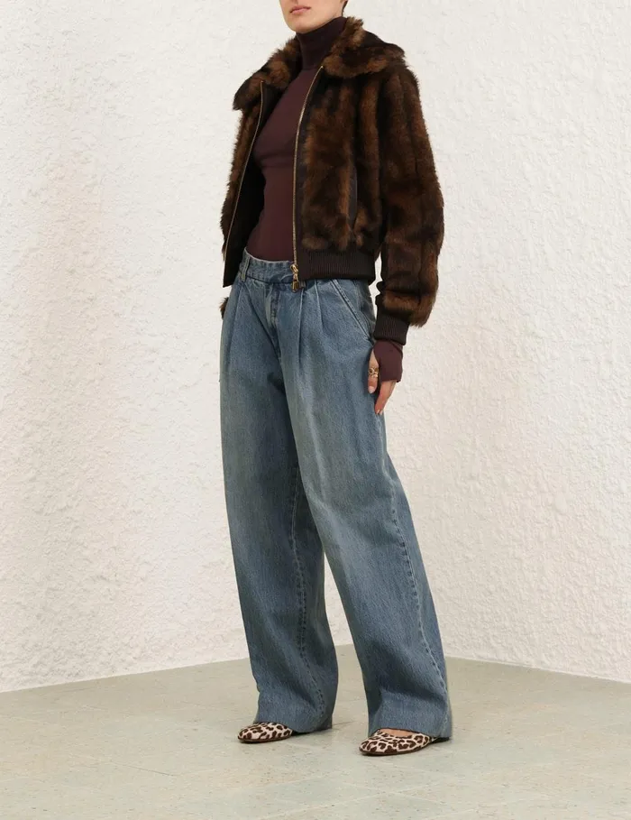 Women Jackets and Coats Zimmermann Illustration Shearling Jacket Chocolate