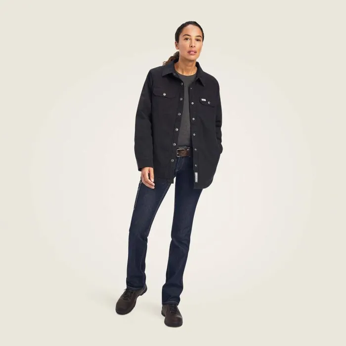 Women Jackets and Vests Ariat Rebar Classic Canvas Shirt Jacket Black Women Jackets and Vests Ariat Rebar Classic Canvas Shirt Jacket Black