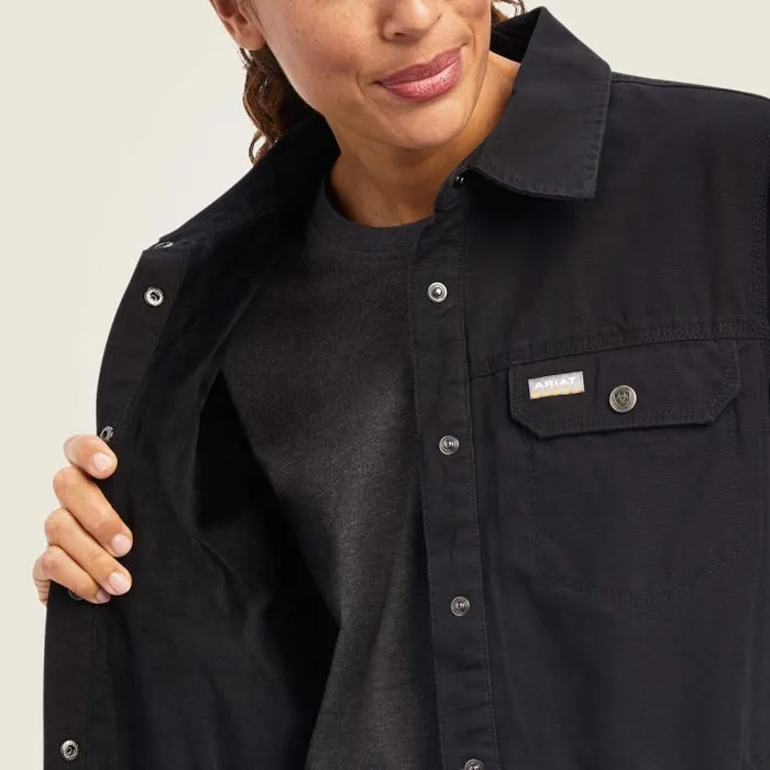 Women Jackets and Vests Ariat Rebar Classic Canvas Shirt Jacket Black Women Jackets and Vests Ariat Rebar Classic Canvas Shirt Jacket Black