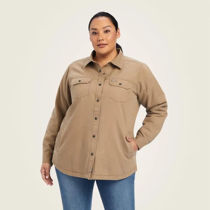 Women Jackets and Vests Ariat Rebar Classic Canvas Shirt Jacket Rebar Khaki