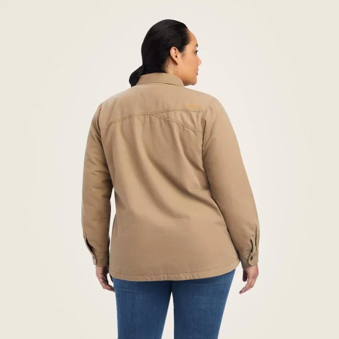 Women Jackets and Vests Ariat Rebar Classic Canvas Shirt Jacket Rebar Khaki