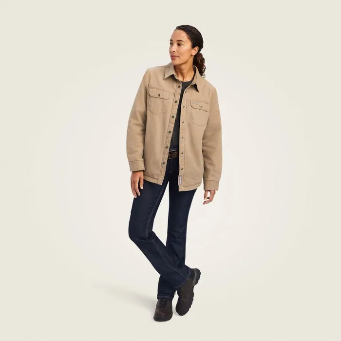 Women Jackets and Vests Ariat Rebar Classic Canvas Shirt Jacket Rebar Khaki