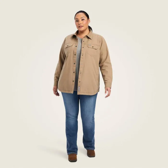 Women Jackets and Vests Ariat Rebar Classic Canvas Shirt Jacket Rebar Khaki