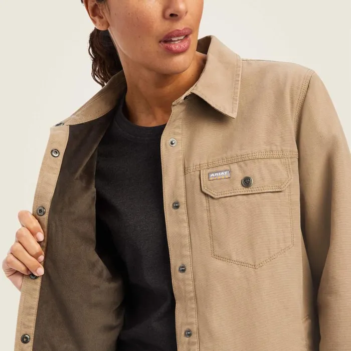 Women Jackets and Vests Ariat Rebar Classic Canvas Shirt Jacket Rebar Khaki