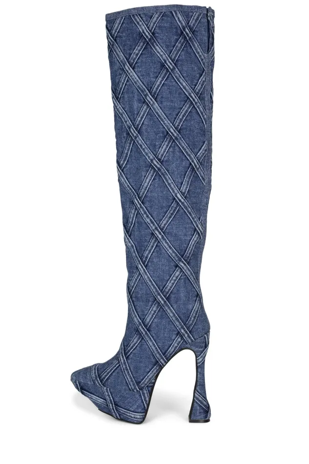 Women Jeffrey Campbell Boot CUTEJEANS Blue Denim Combo
