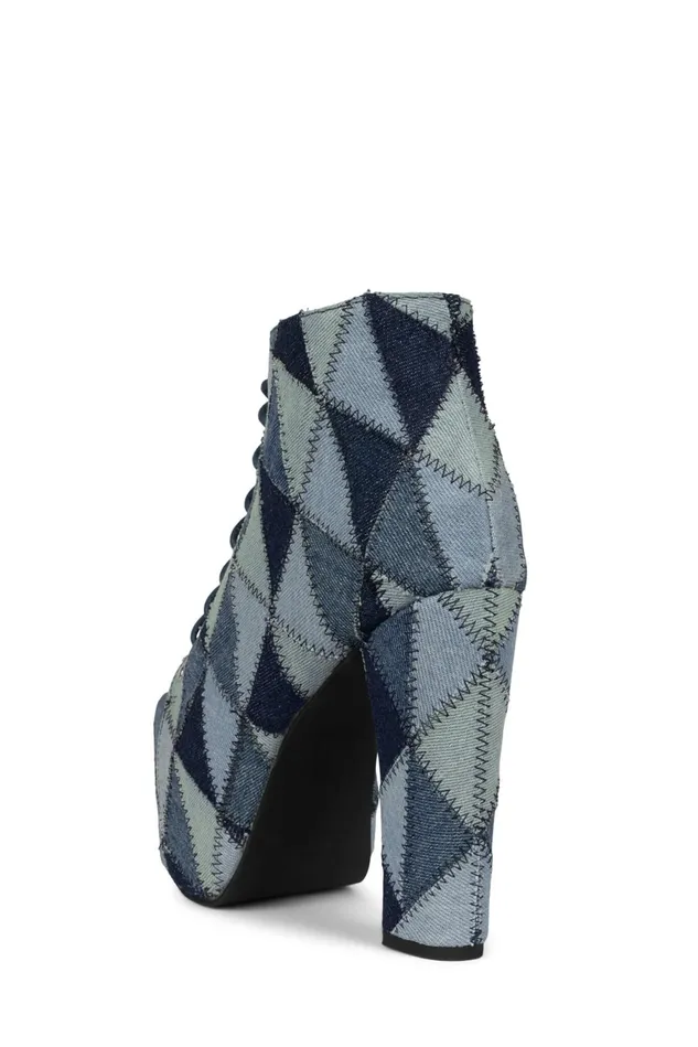 Women Jeffrey Campbell Boot LITAPW Blue Denim Multi