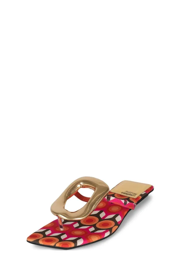 Women Jeffrey Campbell Flat LINQUES2 Red Circle Print Multi