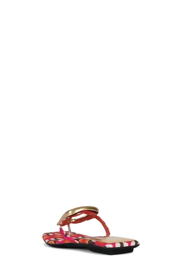 Women Jeffrey Campbell Flat LINQUES2 Red Circle Print Multi