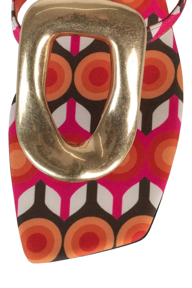 Women Jeffrey Campbell Flat LINQUES2 Red Circle Print Multi