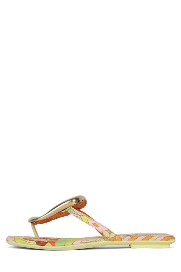 Women Jeffrey Campbell Flat LINQUES2 Red Circle Print Multi