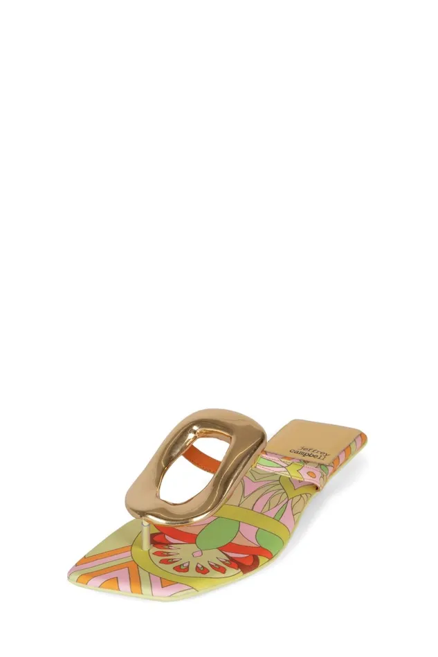 Women Jeffrey Campbell Flat LINQUES2 Red Circle Print Multi