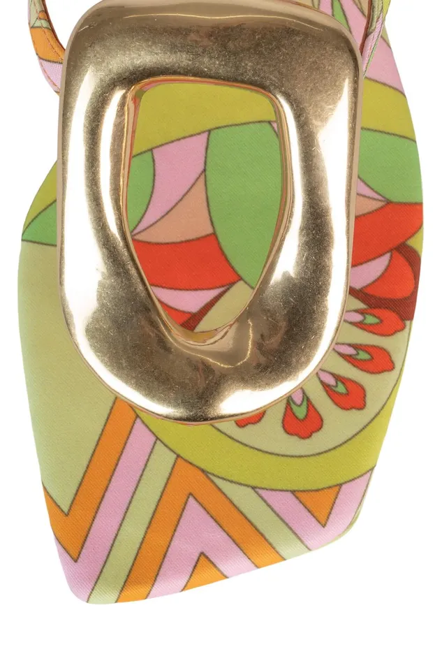 Women Jeffrey Campbell Flat LINQUES2 Red Circle Print Multi