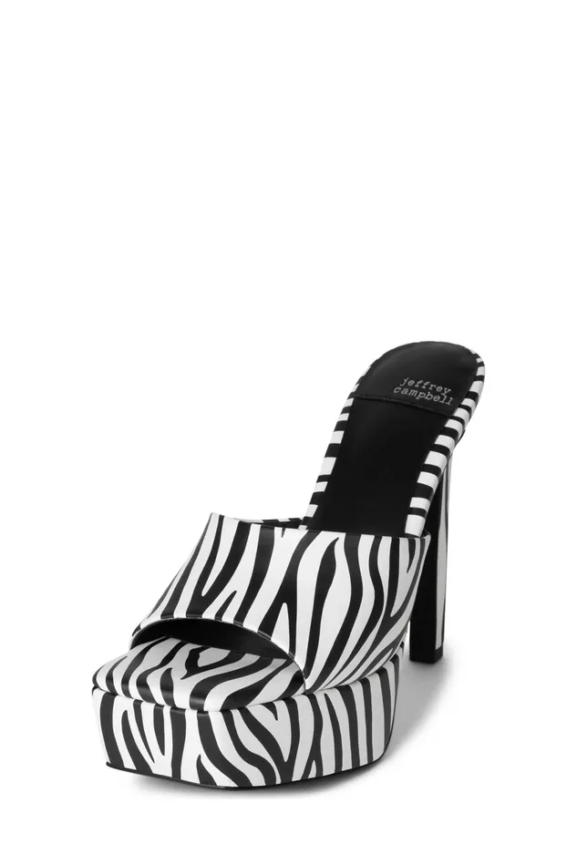 Women Jeffrey Campbell Heel GOINGGLAM Black White Zebra