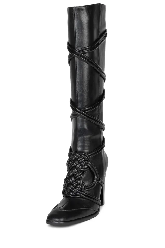 Women Jeffrey Campbell Knee To Thigh THELOOT Black Shiny