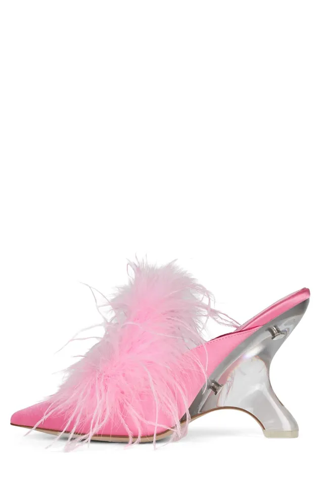 Women Jeffrey Campbell Mule FURWUT White Satin