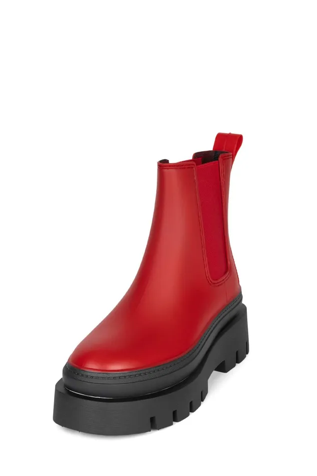 Women Jeffrey Campbell Rain Boots RAINSTORM Red Black